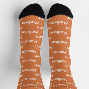 Personalised Terracotta Orange White Socks