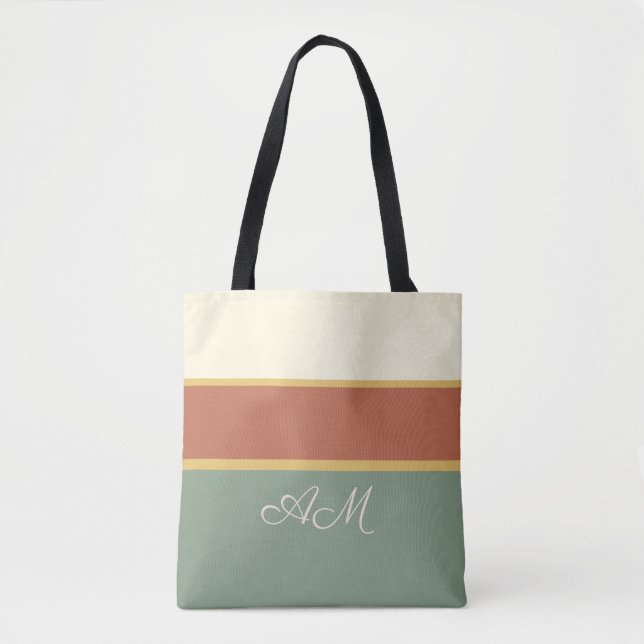 Personalised Terracotta Sage Monogram Tote Bag (Front)