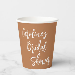 Personalised Terracotta Script Bridal Shower Paper Cups
