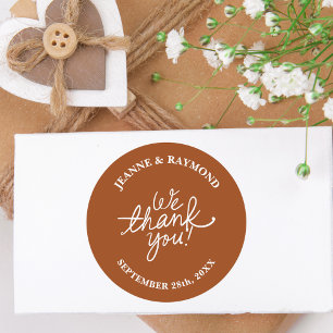 Personalised Terracotta We Thank You Wedding Favou Classic Round Sticker