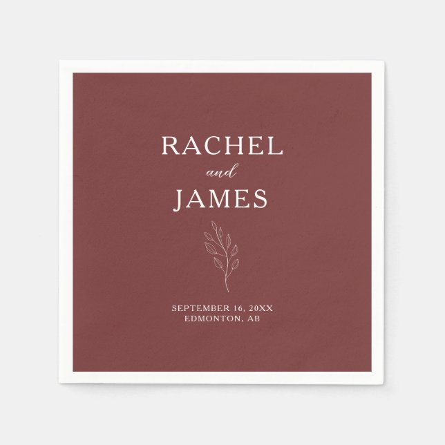 Personalised Terracotta Wedding Boho Minimal Napkin (Front)