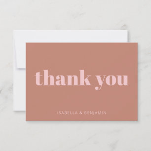 Personalised Terracotta Wedding Minimalist Elegant Thank You Card