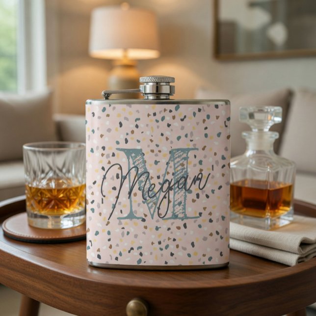 Personalised Terrazzo Monogram Hip Flask (Creator Uploaded)