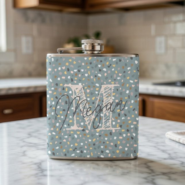 Personalised Terrazzo Monogram Hip Flask (Creator Uploaded)