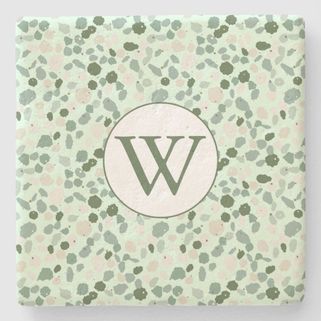Personalised Terrazzo Monogram Stone Coaster (Front)