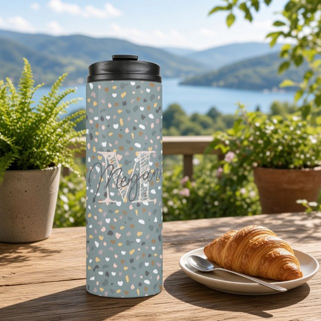 Personalised Terrazzo Monogram Thermal Tumbler (Creator Uploaded)