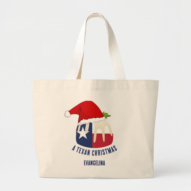 Personalised TEXAN CHRISTMAS Pudding Large Tote Bag (Front)