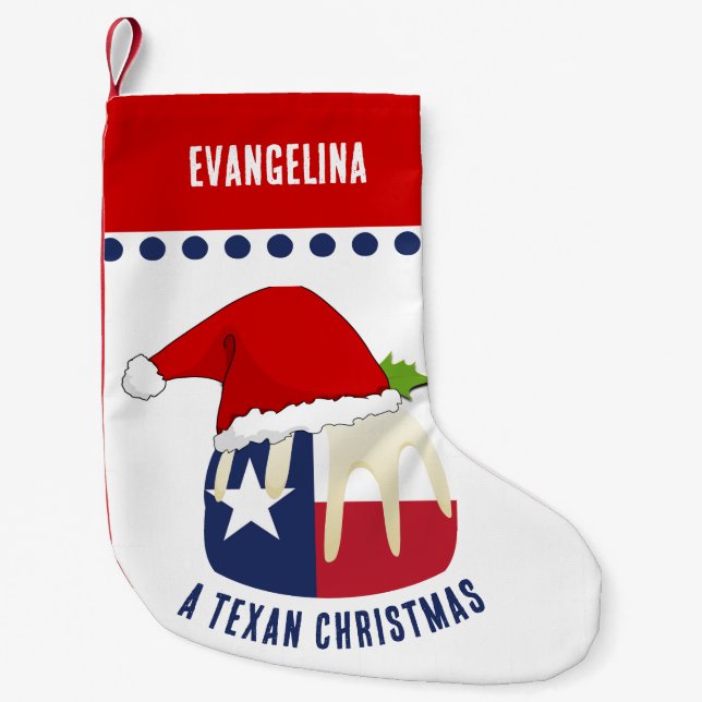 Personalised TEXAN CHRISTMAS Pudding Small Christmas Stocking (Front)