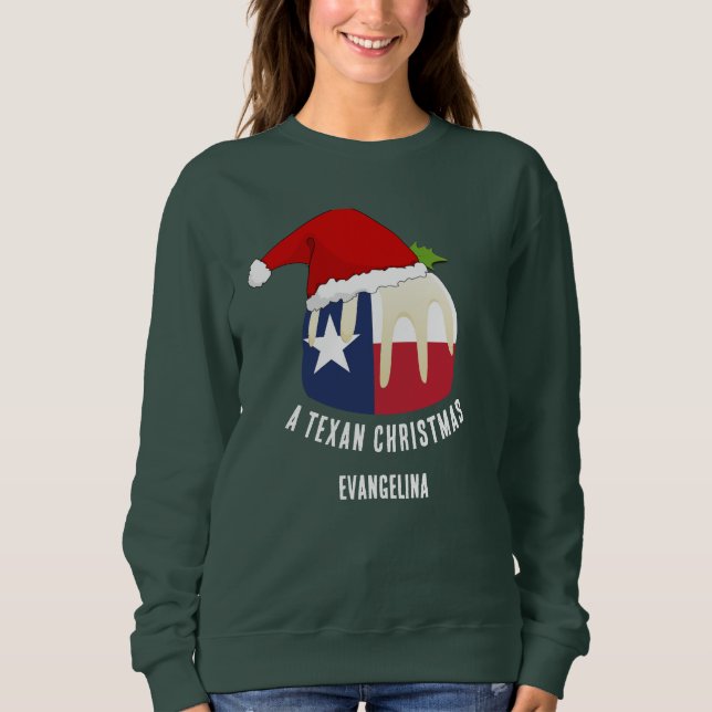 Personalised TEXAN CHRISTMAS Pudding Sweatshirt (Front)
