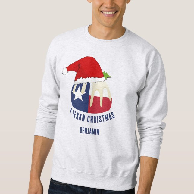 Personalised TEXAN CHRISTMAS Pudding Sweatshirt (Front)