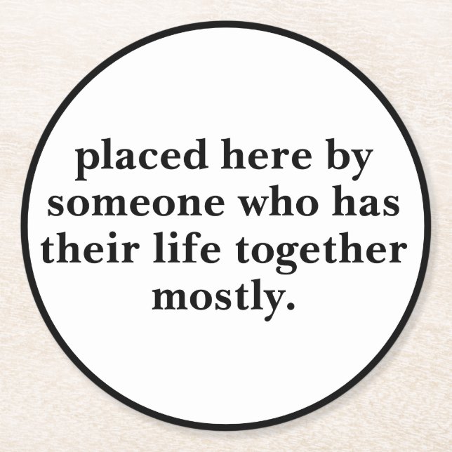 Personalised Text And Name Funny Cool Wedding Round Paper Coaster (Front)