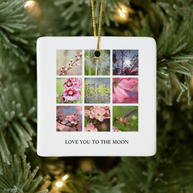 Personalised Text and Photo Collage Ceramic Ornament (Tree)