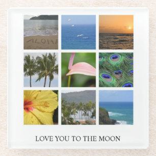 Personalised Text and Photo Collage Hawaii Glass Coaster