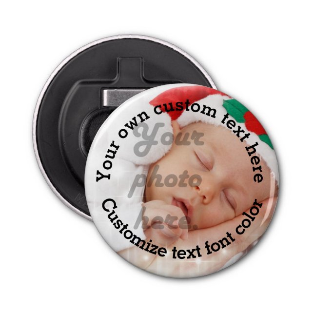 Personalised text and photo template bottle opener (Front)