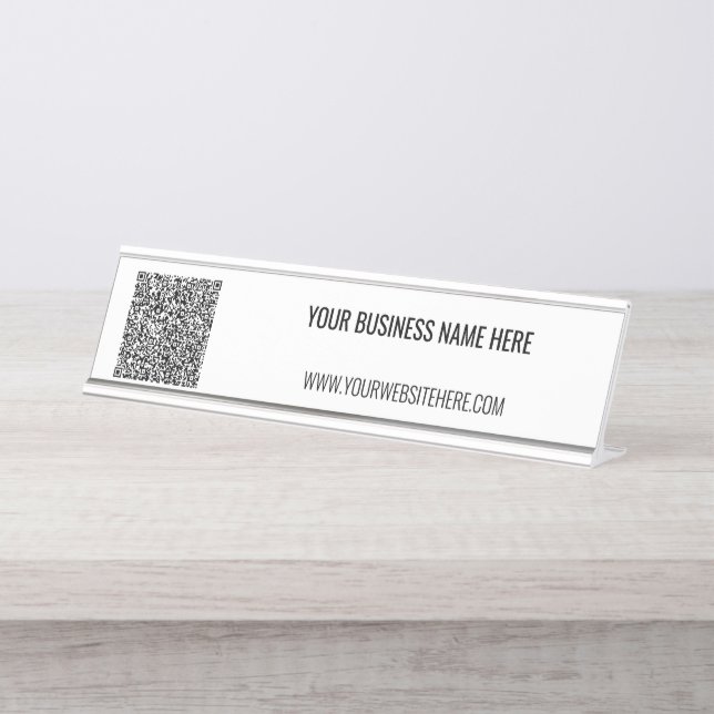 Personalised Text and QR Code Desk Name Plate (Front)
