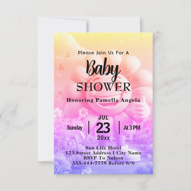 Personalised Text Baby Shower  Invitation (Front)