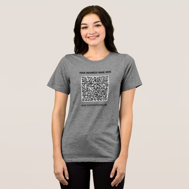Personalised Text Branded Your QR Code Business Tri-Blend Shirt (Front Full)