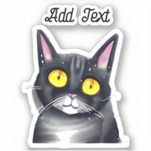 Personalised Text Cute Black Cat Yellow Eyes