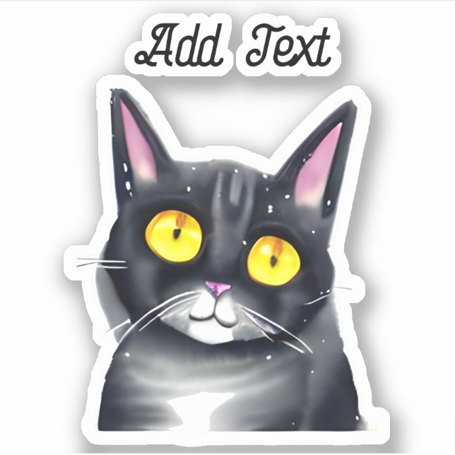 Personalised Text | Cute Black Cat Yellow Eyes (Front)