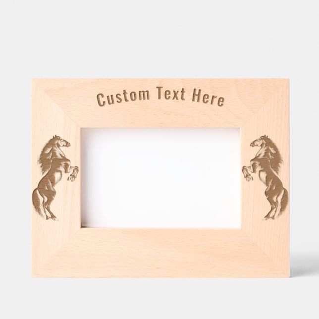 Personalised Text Etched Frame Upright Horses (Front)