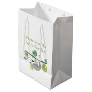 Personalised Text Fun Hanging Sloth Medium Gift Bag