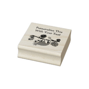 Personalised Text Fun Hanging Sloth Rubber Stamp