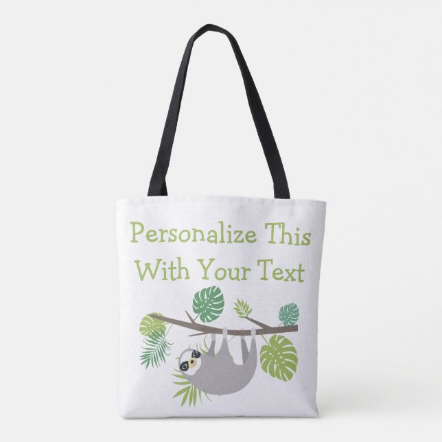 Personalised Text Fun Hanging Sloth Tote Bag (Back)