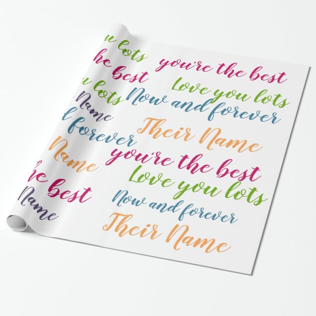 Personalised TEXT GiftWrap - Handwriting Script Wrapping Paper (Unrolled)