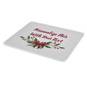 Personalised Text Holly and Berry Christmas Cutting Board
