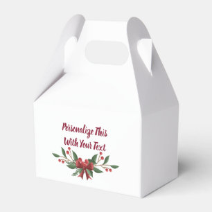 Personalised Text Holly and Berry Christmas Favour Box