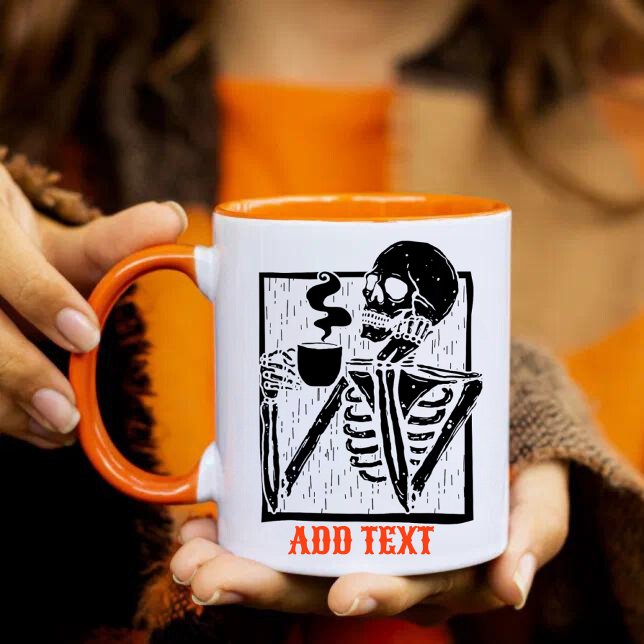 Personalised text Name skeleton drinking Coffee  Mug (Creator Uploaded)