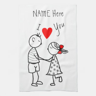 Personalised Text nameame Kitchen Towel Couple