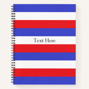 Personalised Text on Blue Red White Stripes Notebook