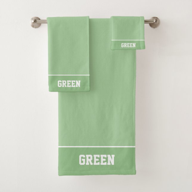 Personalised Text on Light Green Bath Towel Set (Insitu)