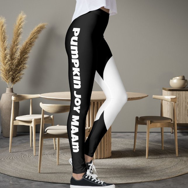 Personalised Text Pet Cat Mum Name Black White Fun Leggings (Creator Uploaded)