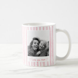 Personalised Text Photo Pink Stripes Coquette Coffee Mug
