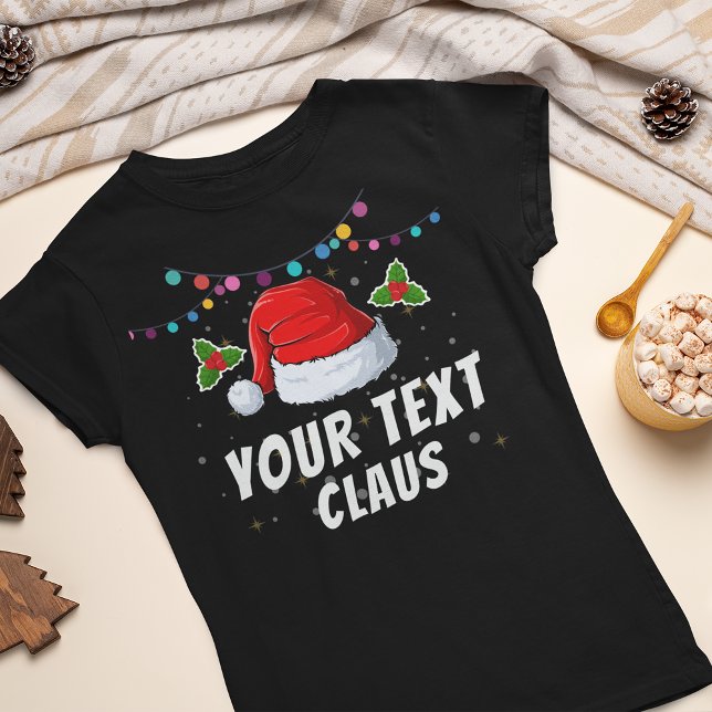 Personalised Text Santa Hat Christmas Holiday T-Shirt (Creator Uploaded)