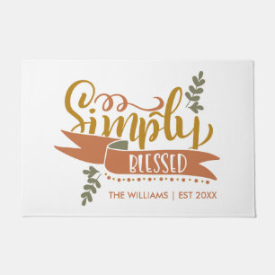 Personalised Text Simply Blessed Thanksgiving Doormat