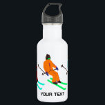Personalised Text Ski Opening Skier   532 Ml Water Bottle<br><div class="desc">Ski opening! Cool winter-themed skier pattern design with skiers skiing down alpine ski resort slopes among snow-covered fir trees in the alps. Freeride skiers are wearing colourful vintage retro ski suits, skiing downhill with skis on a pastel pink snowy mountain landscape background. Wonderful winter sports fun gift for a skier...</div>