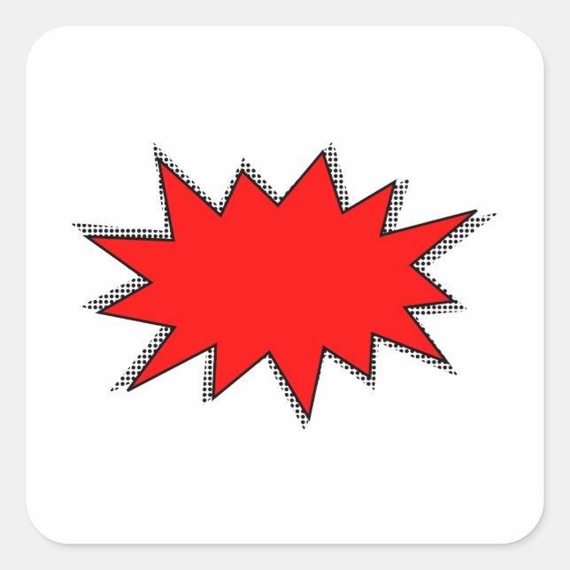Personalised Text Superhero Comic Book Design Red Square Sticker (Front)