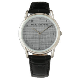 Personalised Text Watch Faux Grey Fabric Cloth