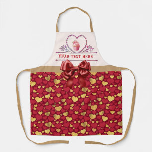 Personalised Text, Watercolor Heart and Cupcake Apron