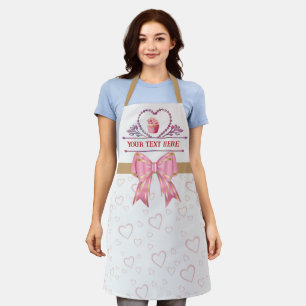 Personalised Text, Watercolor Heart and Cupcake Apron