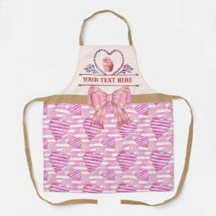 Personalised Text, Watercolor Heart and Cupcake Apron