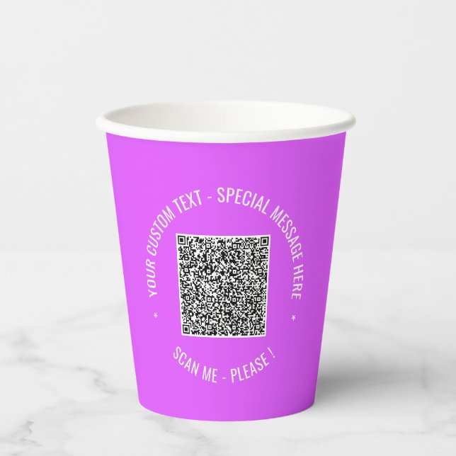Personalised Text Your QR Code Paper Cups Template (Front)