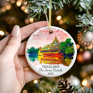 Personalised Thailand Ornament, Thailand Gift Ceramic Tree Decoration