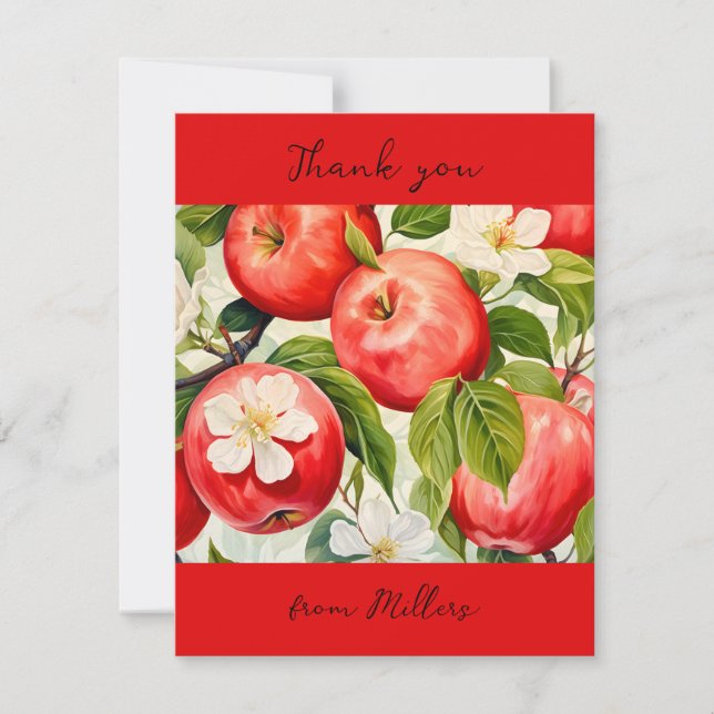 personalised Thank you Apple print farmers red  (Front)