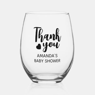 Personalised Thank You Baby Shower Party Favours  Stemless Wine Glass