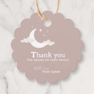 Personalised Thank You Baby Shower retro moon star Favour Tags