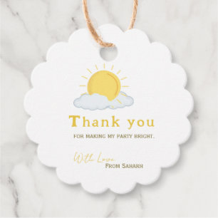Personalised Thank You Baby Shower retro sun Favour Tags